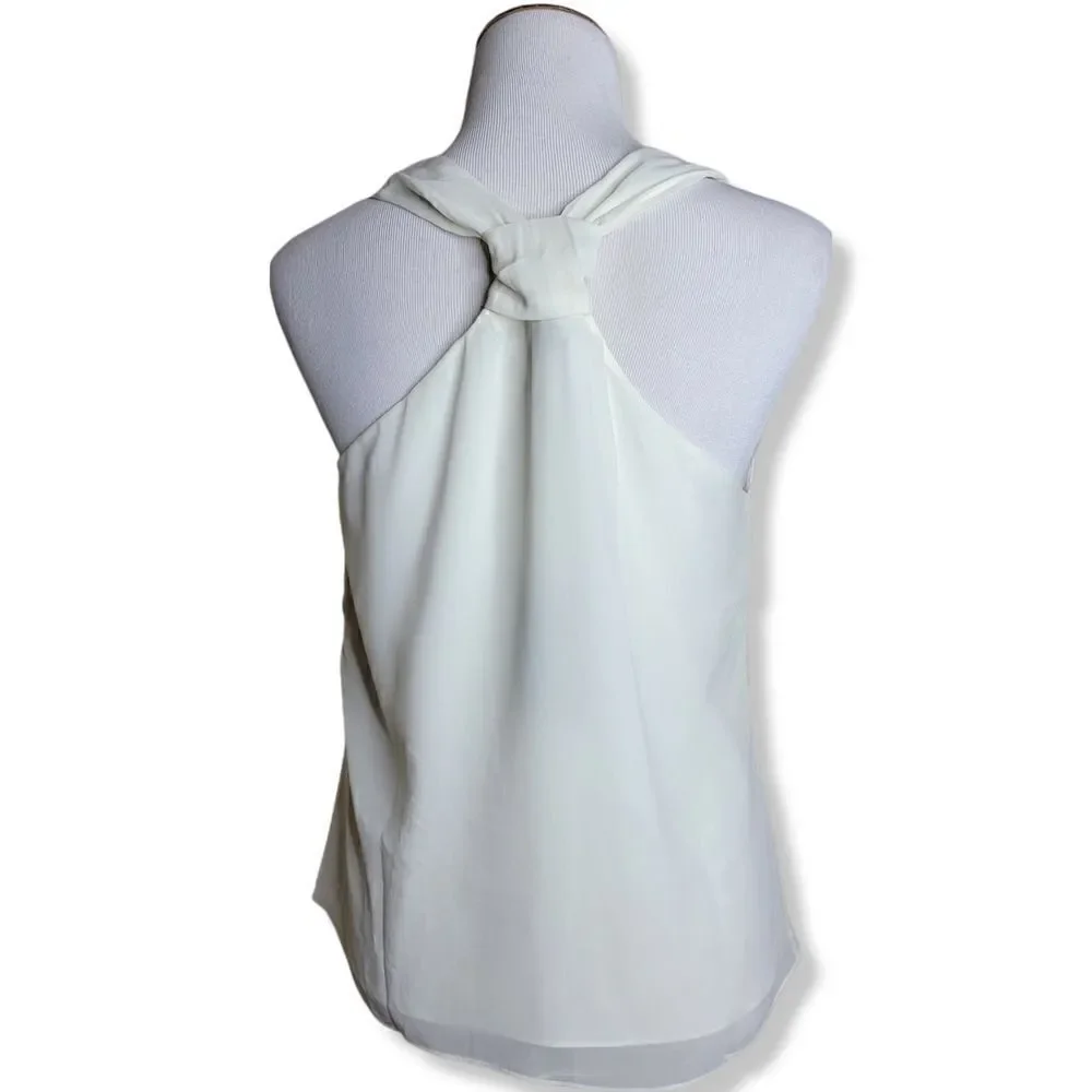 Greylin Racerback Sequin Bead Embellished Boho Tank Top Blouse White Medium